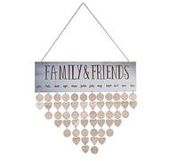 MengH-SHOP Calendario in Legno per Promemoria di Compleanno Placca Famiglia da Appendere con 50 Pezzi Fette di Legno per Casa Decorazione Grigio