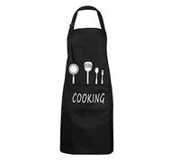 MengH-SHOP Grembiule da Cucina Impermeabile con 2 Tasche Uomo Donna Regolabile Grembiule da Chef per Cucina Ristorante Barbecue Giardinaggio Artigianale Cottura (Nero)