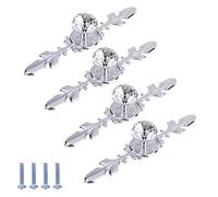 MengH-SHOP Maniglie per Cassetti Europeo Stile Chiaro di Cristallo dei Fiori Manopole Maniglia con Piastra e Viti per Cucina Credenze, Camera da Letto Guardaroba, Comò Cassetto 170MM 4 Pezzi