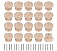 MengH-SHOP Manopole per Mobili in Legno Rotondo Pomelli per Cassetti 35mm Nonverniciato Maniglia per Armadietto con Viti per Porte Armadietti Cassetti Guardaroba 20 Pezzi