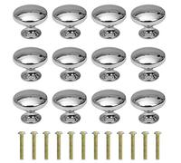 MengH-SHOP Pomelli per cassetti, rotondi, 30 mm, con vite in lega, per armadio, cassetto, cucina, 12 pezzi, argento