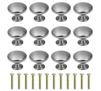 MengH-SHOP Pomolo per Mobile Rotondo Pomelli per Porta 30mm Maniglia per Armadietto con Viti per Porte Armadietti Cassetti e Guardaroba Accessori Mobili 12 Pezzi Argento spazzolato