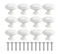 MengH-SHOP Pomolo per Mobile Rotondo Pomelli per Porta Maniglia per Armadietto con Viti per Porte Armadietti Cassetti e Guardaroba Accessori Mobili 30mm Bianco 12 Pezzi