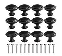 MengH-SHOP Pomolo per Mobile Rotondo Pomelli per Porta Maniglia per Armadietto con Viti per Porte Armadietti Cassetti e Guardaroba Accessori Mobili 30mm Nero 12 Pezzi