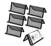 MengH-SHOP Porta Biglietti da Visita in Metallo Biglietti da Visita Organizzatore da Scrivania Ufficio Porta Cellulare, Espositore per Carte, 6 Pezzi (Nero)