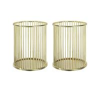 MengH-SHOP Portapenne Placcatura Portamatite in Metallo Multifunzionale Portapenna da Scrivania Organizer per Casa, Scuola, Ufficio, 8cm di Diametro, 2 Pezzi (Oro)