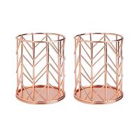 MengH-SHOP Portapenne Placcatura Portamatite in Metallo Multifunzionale Portapenna da Scrivania Organizer per Casa, Scuola, Ufficio 2 Pezzi (Oro Rosa)