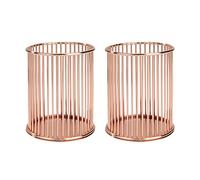 MengH-SHOP Portapenne Placcatura Portamatite in Metallo Multifunzionale Portapenna da Scrivania Organizer per Casa, Scuola, Ufficio, 8cm di Diametro, 2 Pezzi (Oro Rosa)