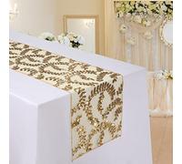 MengH-SHOP Runner da Tavolo con Paillettes Tovaglia Glitter Rettangolare per la Decorazione di Banchetti di Matrimonio Oro Foglie Pattern 30 * 280cm