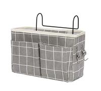 MengH-SHOP Tasche da Letto Appendibile Borsa da Comodino per Organizer Sospesa Portaoggetti da Letto Appendibile Pratici Tasche da Comodino per Casa, Ufficio, Scuola, Dormitorio (Griglia Grigio)
