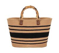 MengH-SHOP Tote Bag Grande Handbag a Spalla Estate Borsa per la Spesa con Manico Borsa di Modo per Donna Ragazze per Shopping Viaggio Spiaggia, Cachi e Nero
