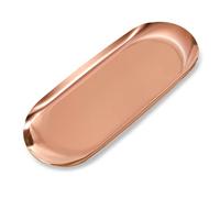 MengH-SHOP Vassoio Decorativa Piatto di Stoccaggio in Acciaio Inossidabile Ovale Organizzatore per Gioielli Cosmetici Candela Tè Snack, Oro rosa