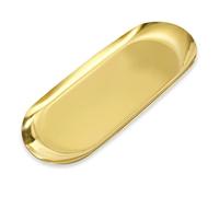 MengH-SHOP Vassoio Decorativa Piatto di Stoccaggio in Acciaio Inossidabile Ovale Organizzatore per Gioielli Cosmetici Candela Tè Snack, Oro
