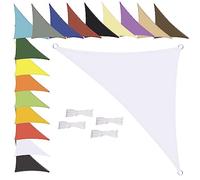MENGH Tenda da sole impermeabile, triangolare, resistente alle intemperie, in poliestere di alta qualità, molte lunghezze e larghezze a scelta, con corde di fissaggio, 1,6 x 1,6 x 1,6 m, colore bianco
