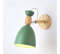 Mengjay Applique da Parete in Ferro e Legno, Design Nordico Moderno, Soggiorno, Studio, Camera da Letto (Verde)