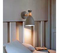 Mengjay Applique da Parete Legno Muro Lampada da Parete orientabile Interni Metallo Interno E27 Illuminazione Industriale per Camera da letto, Ristorante, Caffetteria, Non include Lampadina (grigio)