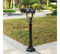 Mengjay classico lampione stradale, lampada da terra nera, stile rurale residenziale 1 x E27, scelta ideale per giardini e terrazze, illuminazione esterna (F)