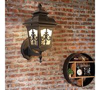 Mengjay Draussen Schwarz Wandleuchte Aussen Wandlampe wasserdichte IP23 Retro E27 Terrassenlampe Aluminium und Glasschirm Außenlampe für Garten Balkon Flur Haus Eingang (E)