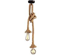 Mengjay E27 Vintage Canapa Corda Appesa Luce di Soffitto a Sospensione Lampada Retro Lampadario Industriale Stile illuminazione Country Per Ristorante Bar Cafe Senza Lampadina (2 * 50cm,2*E27)