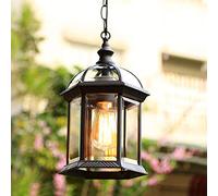 Mengjay Lampada a sospensione da esterno vintage europea impermeabile IP23 E27 Lampada da esterno,Lampadario in alluminio in vetro per giardino villa cortile（21x32cm）