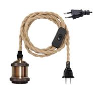 Mengjay Lampada a Sospensione in Corda di Canapa Kit Vintage,Portalampada E27 Lampade Corda con Spina E Interruttore,Retro Lampadario Soffitto per Cucina Magazzino Fattoria (Bronzo)