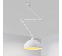 Mengjay Lampada a Sospensione Industriale Regolabile,Moderno interna Lampadario E27 metallo Lampada Pendente,Braccio Articolato 135 cm,Plafoniera per Soggiorno Sala Da Pranzo Camera (Bianco)