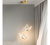 Mengjay Lampada a Sospensione LED Moderno,Lampada da Soffitto Creativo Farfalla Lampadario,Plafoniera Cameretta Bambini,Lampadario da Tavolo da Pranzo,Lampadario a Soggiorno (B, a doppia testa)