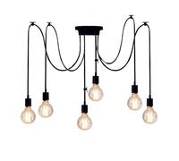 Mengjay Lampada a sospensione Vintage Industriale, Lampadario a Forma di Ragno, Regolabile in altezza, Plafoniera da Soffitto E27 per Camera da Letto, Soggiorno, Ristorante (6 Teste)