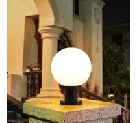 Mengjay Lampada da Giardino Esterno Moderno E27 Sfera Rotonda in Acrilico a Colonna LED per Pilastro Globo Lanterna da Palo per Villa (20cm)