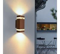 Mengjay Lampada da Parete per Esterno,Moderno Up Down Applique da Parete Impermeabile IP54,GU10 Lampada da Parete Esterni in Alluminio, Lampade da Esterno per Balconi,Garage,Giardino (Marrone)