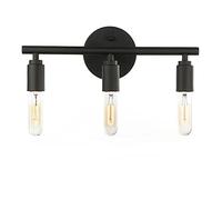 Mengjay Lampada da Specchio per Bagno, Applique da Parete con 3 E27 Attacco Vintage in Ferro, Lampada da parete a tre teste per illuminazione di cucina e bagno, Lampadina non Inclusa Nero