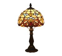 Mengjay Lampada da tavolo in stile Baroque,Lampada da Tavolo per Comodino con Paralume in Vetro Colorato Fatto a Mano,per Soggiorno Camera da letto Tavolino da caffè(Lampadina non inclusa) (A)
