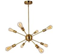 Mengjay Lampadario Industriale, Plafoniera Soffitto Vintage E27, Lampadari Sputnik Moderni 8 luci, Lampada da Soffitto per Camera da Letto, Cucina, Corridoio (Lampadina non Inclusa) (Oro)