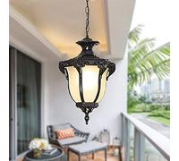 Mengjay Lampade a sospensione vintage Plafoniere da esterno impermeabili Lampade a sospensione in alluminio industriale in vetro per portico, corridoio, villa, interno, E27 20 * 35cm (B)