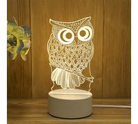 Mengjay Luce Notturna Gufo 3D per Bambini, Lampada LED per Ragazza Luce Notturna, Ci sono 3 temperature di colore da modificare,per Bambini Adulti Regalo di Compleanno e Festa