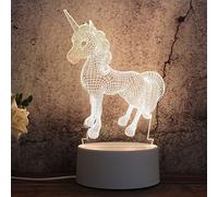 Mengjay Luce Notturna Unicorno 3D, LED Illusione Lampada, LED da Tavolo Illuminazione,Luce del Sonno del bambino, Regali per Feste di Compleanno per Bambini