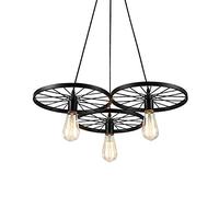 Mengjay Modern Loft Stair Style Lampada a sospensione ruota Lampadario Hanging Vintage Lampada Nero Ferro E27 Edison Lampadine Indoor Lampada da soffitto Luce Barn magazzino Lighting Fixtures (B)