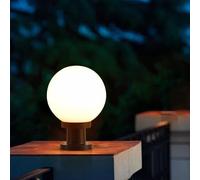 Mengjay Moderno E27 Lampada da Giardino Esterno - Sfera Rotonda in Acrilico a Colonna LED, Globo Lanterna da Palo per Villa (15cm)