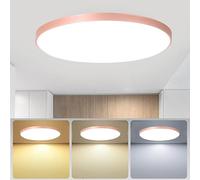 Mengjay Plafoniera LED Soffitto Moderna,Lampada a Soffitto Ultra Sottile Rotonda,Moderna Plafoniere 3 colori dimmerabili per Corridoio, Portico, Garage, Ingresso, Scala (30W, Rosa)