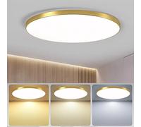 Mengjay Plafoniera LED Soffitto Moderna,Lampada a Soffitto Ultra Sottile Rotonda,Moderna Plafoniere 3 colori dimmerabili per Corridoio, Portico, Garage, Ingresso, Scala (40W, Oro)