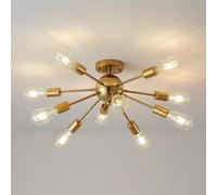 Mengjay Plafoniera Soffitto Moderna, Lampadario Soffitto Vintage Lampada Soffitto Industriale Plafoniera E27, Interni Plafoniera Camera Da Letto Soggiorno Cucina, Senza Lampadine (Oro - 10 Luci)