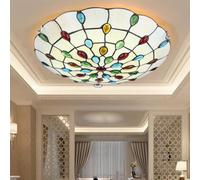 Mengjay Plafoniere stile retrò,Lampada Da Soffitto Soggiorno Vintage,Plafoniera Cucina E27, Paralume in Vetro Fiore Pastorale, Illuminazione A Soffitto Retro Per Bagno Corridoio (C, 40CM)