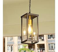 Mengjay Trade E27 Lampade a sospensione vintage Plafoniere da esterno impermeabili Lampade a sospensione in alluminio industriale in vetro per portico, corridoio, villa, interno