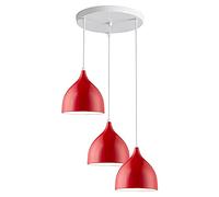 Mengjay Trade E27 Metallo Moderna Industriale Lampadario Illuminazione a Sospensione Moderno Metallo e Illuminazione a Sospensione Lampadario Plafoniera in Alluminio,Lampadari Cucina,(Rosso)