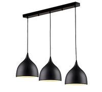 Mengjay Trade E27 Metallo Moderna Industriale Lampadario Illuminazione a Sospensione Moderno Metallo e Illuminazione a Sospensione Lampadario Plafoniera in Alluminio,Lampadari Cucina,(Nero)