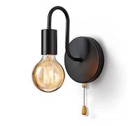 Mengjay Trade Lampada da Muro in Metallo,Lampada da Parete Vintage Applique Metallo Lampada Retrò Applique Muro Interni Nero Applique da Comodino Illuminazione E27 Industriale per Camera da letto