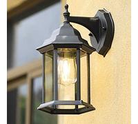 Mengjay Trade Lampada da parete rustica in alluminio impermeabile nero e lampada da parete in vetro per giardino terrazza percorso giardino percorso terrazza lampade da esterno