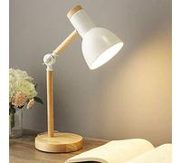 Mengjay Trade Lampada da Tavolo Nordic Moderna per Camera da Letto con Protezione per gli Occhi, Lampada da Scrivania Industriale Regolabile E27, Luce Notturna per Bambini, Studio, Ufficio (Bianca)