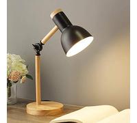 Mengjay Trade Lampada da tavolo retrò, attacco per lampadina E27 non inclusa, interruttore sul cavo, abat-jour da comodino in metallo opaco, lampada da lettura vintage industriale (Nero-)