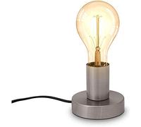 Mengjay Trade Lampada da tavolo vintage con interruttore a cavo Lampada da comodino retrò Lampada da tavolo E27 nero opaco senza lampada Ø10cm